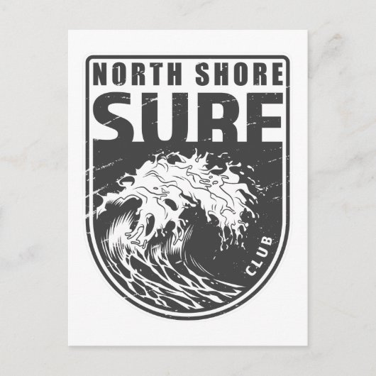 North Shore Surf Club Hawaii Emblem Briefkaart (Voorkant)