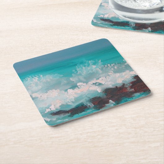 "North Shore Waves" 3, Olievlekken Kartonnen Onderzetters (Schuin)