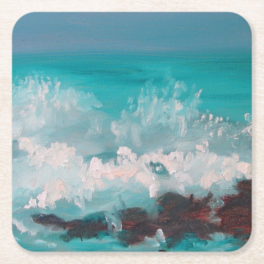 "North Shore Waves" 3, Olievlekken Kartonnen Onderzetters (Voorkant)