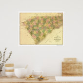 North & South Carolina Map 1839 Poster (Keuken)