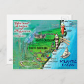 North South Carolina USA Kaart (Voorkant / Achterkant)