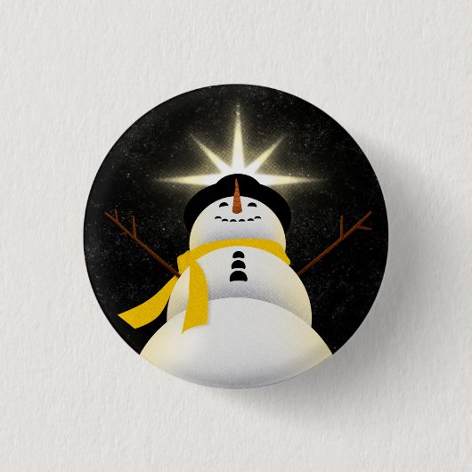 North Star Hovering Over Snowman - Button (Voorkant)