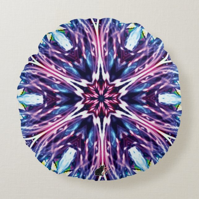 North Star Kaleidoscoop Rond Kussen (Voorkant)