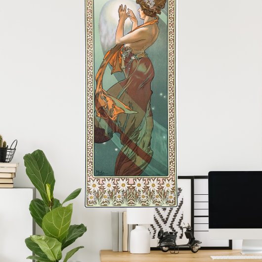 North Star van Alphonse Mucha Poster (Thuiskantoor)