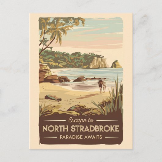 North Stradbroke Island Australië Illustratie Briefkaart (Voorkant)