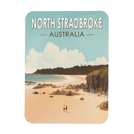 North Stradbroke Island Australië Travel Art Retro Magneet (Verticaal)