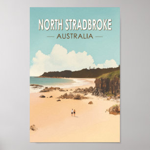 North Stradbroke Island Australië Travel Art Retro Poster