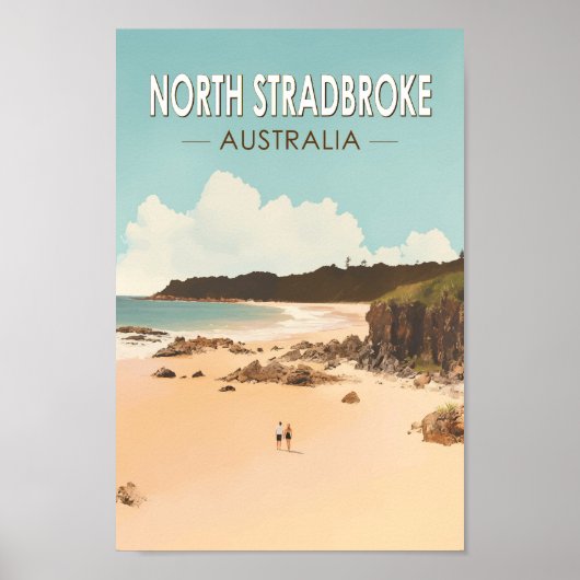 North Stradbroke Island Australië Travel Art Retro Poster (Voorkant)
