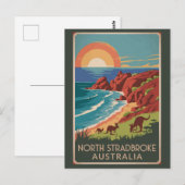 North Stradbroke Island Kangoeroes Illustratie Briefkaart (Voorkant / Achterkant)