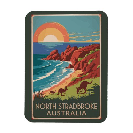 North Stradbroke Island Kangoeroes Illustratie Magneet (Verticaal)