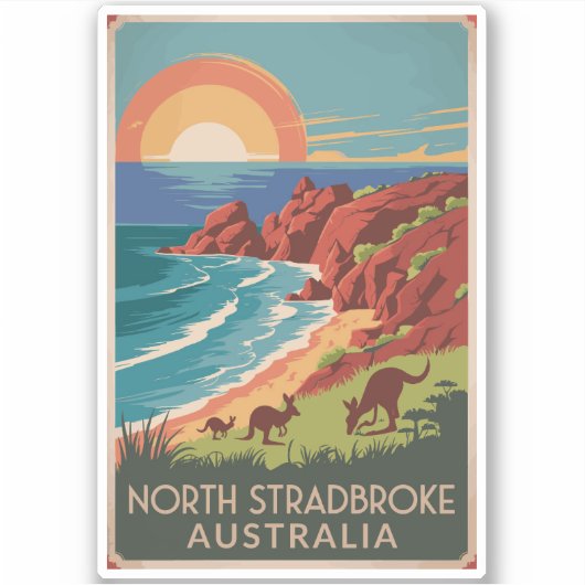 North Stradbroke Island Kangoeroes Illustratie Sticker (Voorkant)