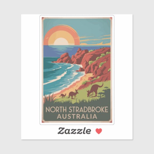 North Stradbroke Island Kangoeroes Illustratie Sticker (Vel)