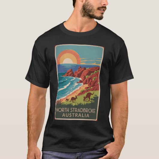 North Stradbroke Island Kangoeroes Illustratie T-shirt (Voorkant)