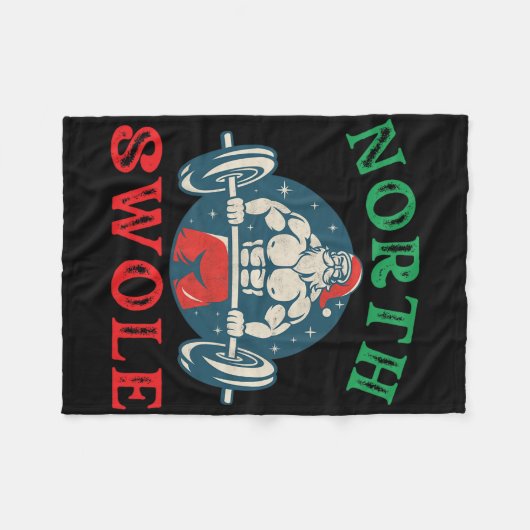 North Swole Funny Muscle Kerstman Bodybuild Fleece Deken (Voorkant (Horizontaal))