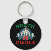 North Swole Funny Muscle Kerstman Bodybuild Sleutelhanger (Voorkant)