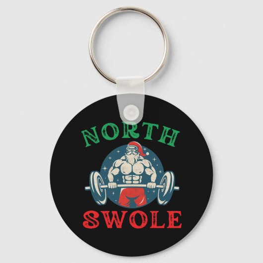 North Swole Funny Muscle Kerstman Bodybuild Sleutelhanger (Voorkant)