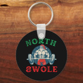 North Swole Funny Muscle Kerstman Bodybuild Sleutelhanger (Voorkant)