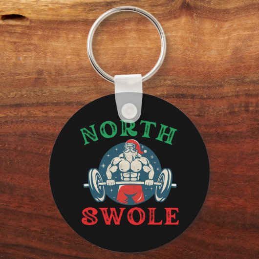 North Swole Funny Muscle Kerstman Bodybuild Sleutelhanger (Voorkant)