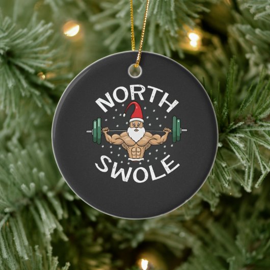 North Swole Funny Muscle Santa Christmas Fitness Keramisch Ornament (Boom)