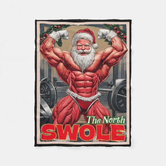 North Swole Funny Muscular Santa Flex Muscle Chris Fleece Deken (Voorkant)
