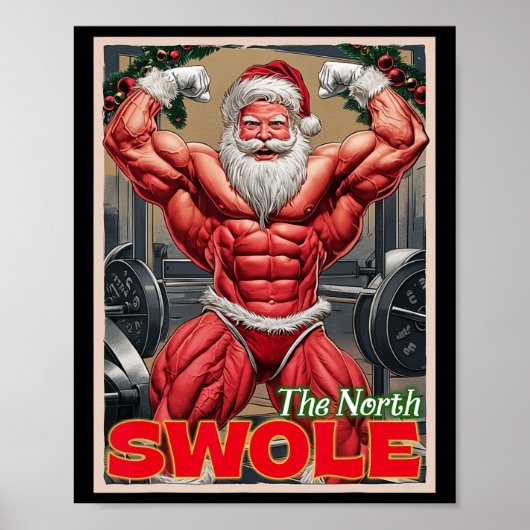 North Swole Funny Muscular Santa Flex Muscle Chris Poster (Voorkant)