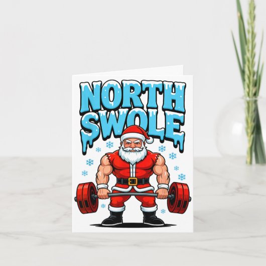 North Swole Santa Funny Christmas Gym Workout Lift Kaart (Voorkant)