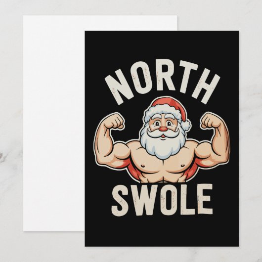 North Swole Santa Gym Workout Fitness Christmas Feestdagenkaart (Voorkant / Achterkant)