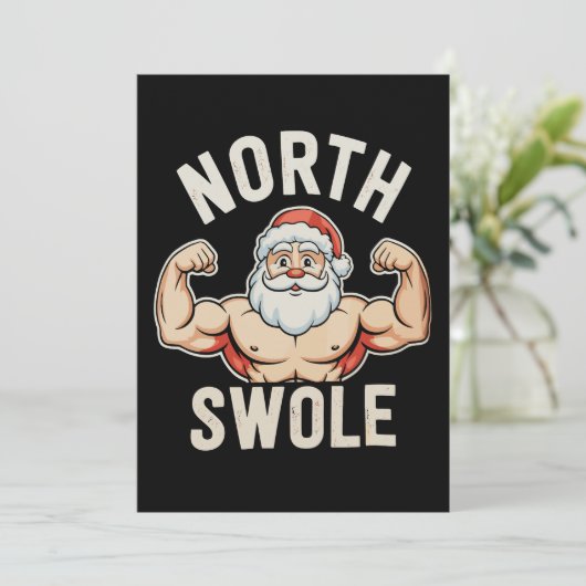North Swole Santa Gym Workout Fitness Christmas Feestdagenkaart (Staand voorkant)