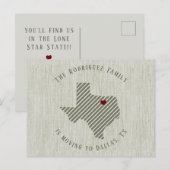 North Texas Green Linen Heart Texas Moving Aankondigingskaart (Voorkant / Achterkant)