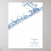 North Topsail Beach Kaart Trouw Gastboek Poster (Voorkant)