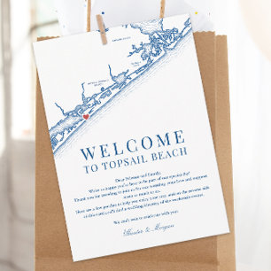 North Topsail Beach Trouw Welkomstbrief Marineblau Bedankkaart