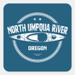 North Umpqua River Oregon Kayak Vierkante Sticker