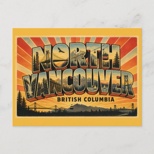 North Vancouver BC Bergpoort Briefkaart (Voorkant)