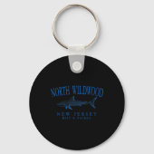North Wildwood New Jersey Shark Gevist Arched Blu Sleutelhanger (Voorkant)