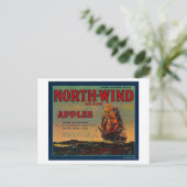 North Wind Apple Crate LabelYakima, WA Briefkaart (Staand voorkant)