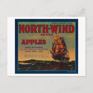 North Wind Apple Crate LabelYakima, WA Briefkaart