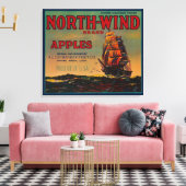 North Wind Apple Crate LabelYakima, WA Canvas Afdruk (Insitu (Woonkamer))