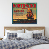 North Wind Apple Crate LabelYakima, WA Canvas Afdruk (Insitu (Slaapkamer))