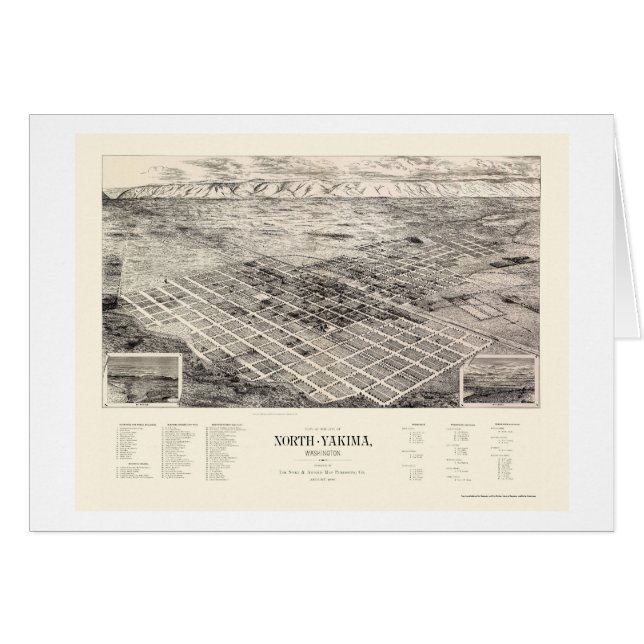 North Yakima, WA Panoramic Map - 1889 (Voorkant Horizontaal)
