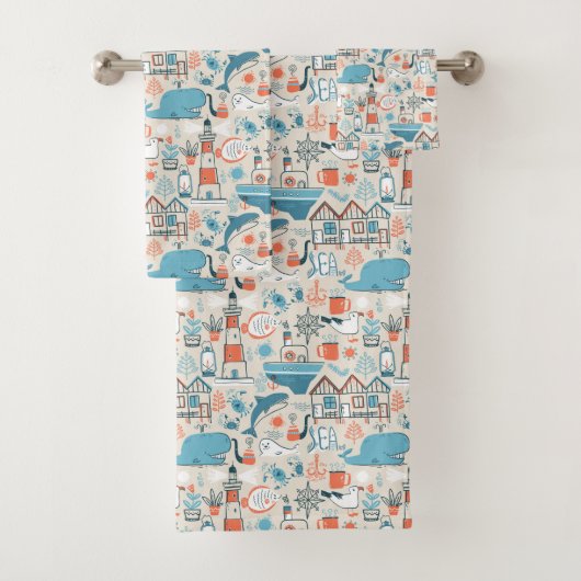 North Zee Cute Doodle Patroon Bad Handdoek (Insitu)