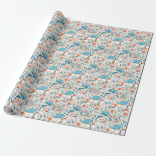 North Zee Cute Doodle Patroon Cadeaupapier