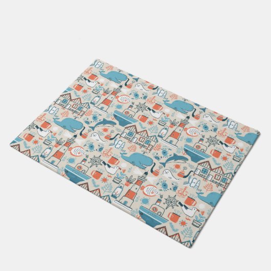 North Zee Cute Doodle Patroon Deurmat (Schuin)