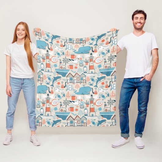 North Zee Cute Doodle Patroon Fleece Deken (In situ)