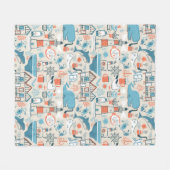 North Zee Cute Doodle Patroon Fleece Deken (Voorkant (Horizontaal))