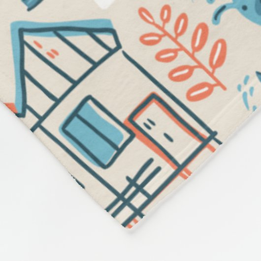 North Zee Cute Doodle Patroon Fleece Deken (Hoek)