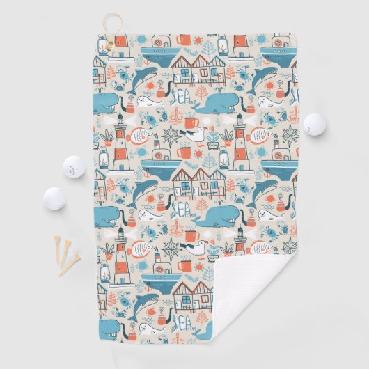 North Zee Cute Doodle Patroon Golfhanddoek (Insitu)