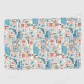 North Zee Cute Doodle Patroon Golfhanddoek (Horizontaal)