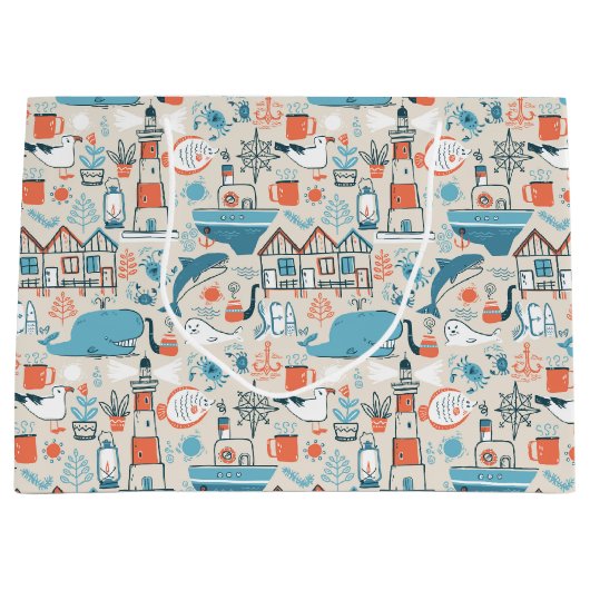 North Zee Cute Doodle Patroon Groot Cadeauzakje (Voorkant)