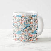 North Zee Cute Doodle Patroon Grote Koffiekop (Voorkant rechts)