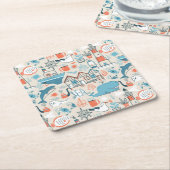 North Zee Cute Doodle Patroon Kartonnen Onderzetters (Schuin)